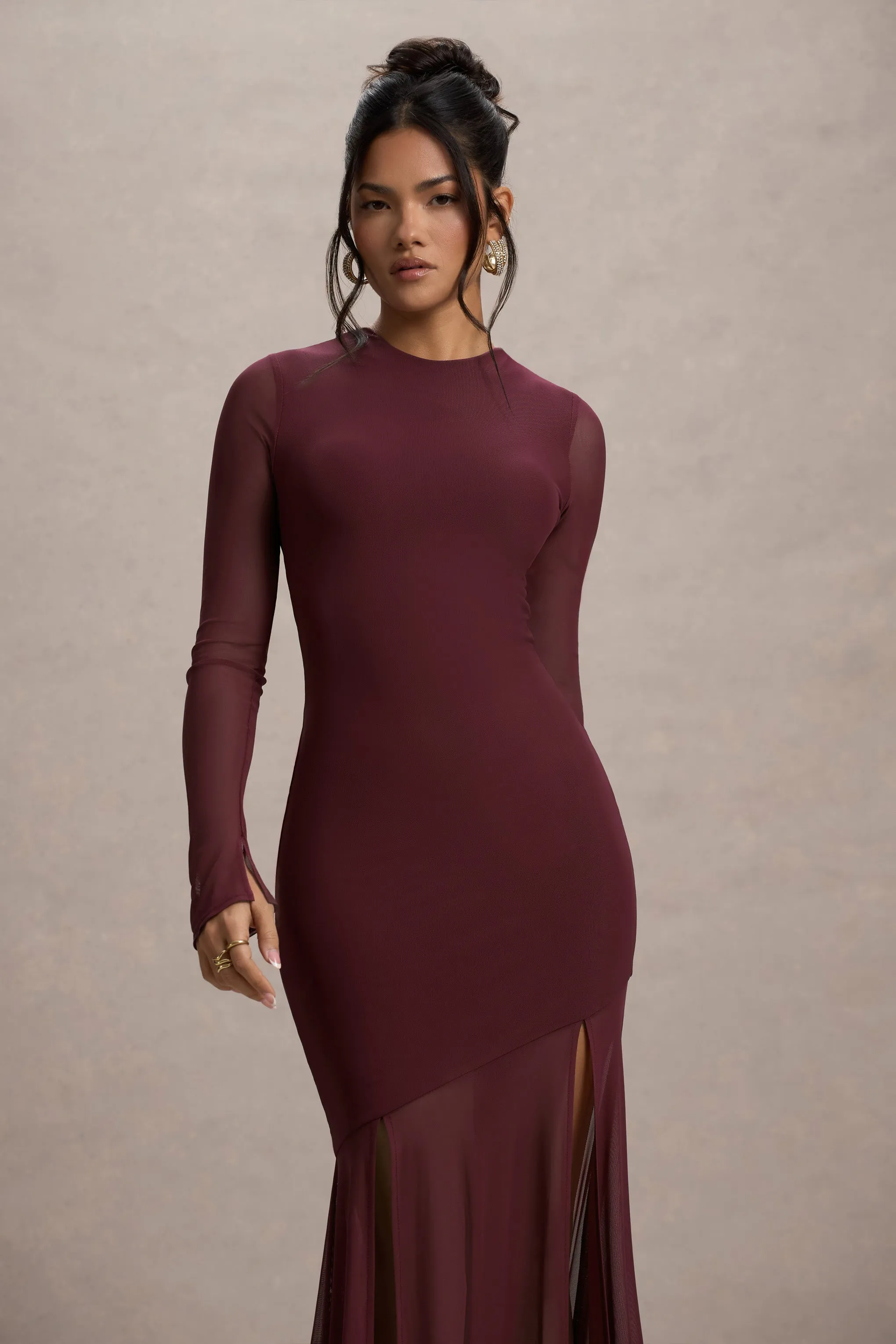 Tigerlily | Port Mesh Long-Sleeve Open-Back Maxi Dress sold by Club L London product image thumbnail 4