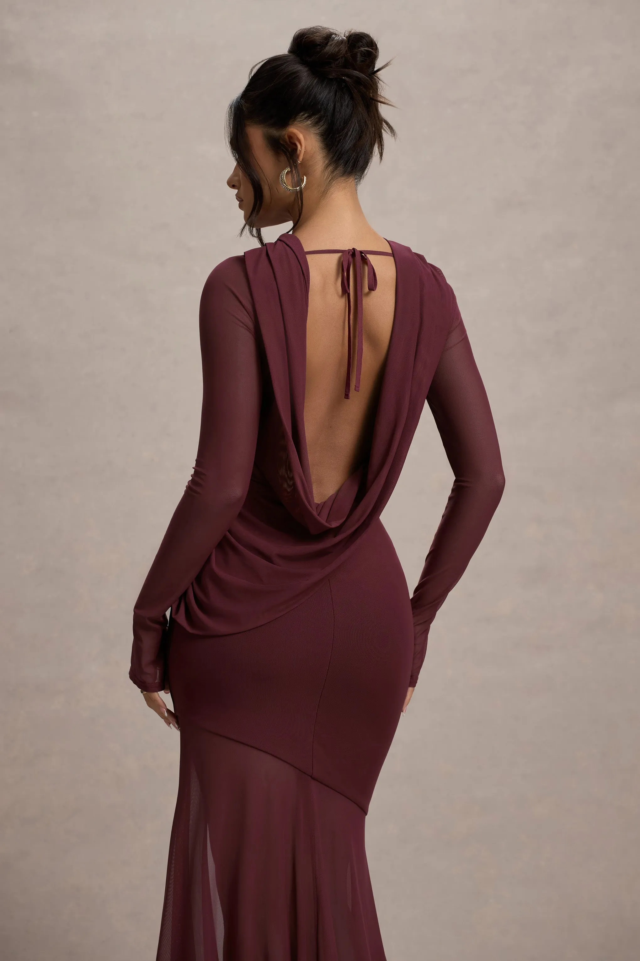 Tigerlily | Port Mesh Long-Sleeve Open-Back Maxi Dress sold by Club L London product image thumbnail 3