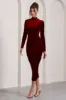 Joanna | Berry Velvet High-Neck Backless Midi Dress sold by Club L London
