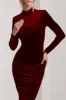 Joanna | Berry Velvet High-Neck Backless Midi Dress sold by Club L London