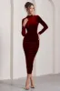 Joanna | Berry Velvet High-Neck Backless Midi Dress sold by Club L London