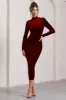 Joanna | Berry Velvet High-Neck Backless Midi Dress sold by Club L London