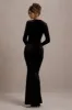 Morana | Black Velvet Square-Neck Long-Sleeve Maxi Dress sold by Club L London