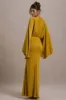 Zuzanna | Mustard Draped Maxi Dress With Cape Sleeves sold by Club L London