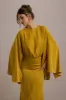 Zuzanna | Mustard Draped Maxi Dress With Cape Sleeves sold by Club L London