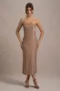 Lilabelle | Rose Gold Plisse Sequin Bandeau Midi Dress sold by Club L London