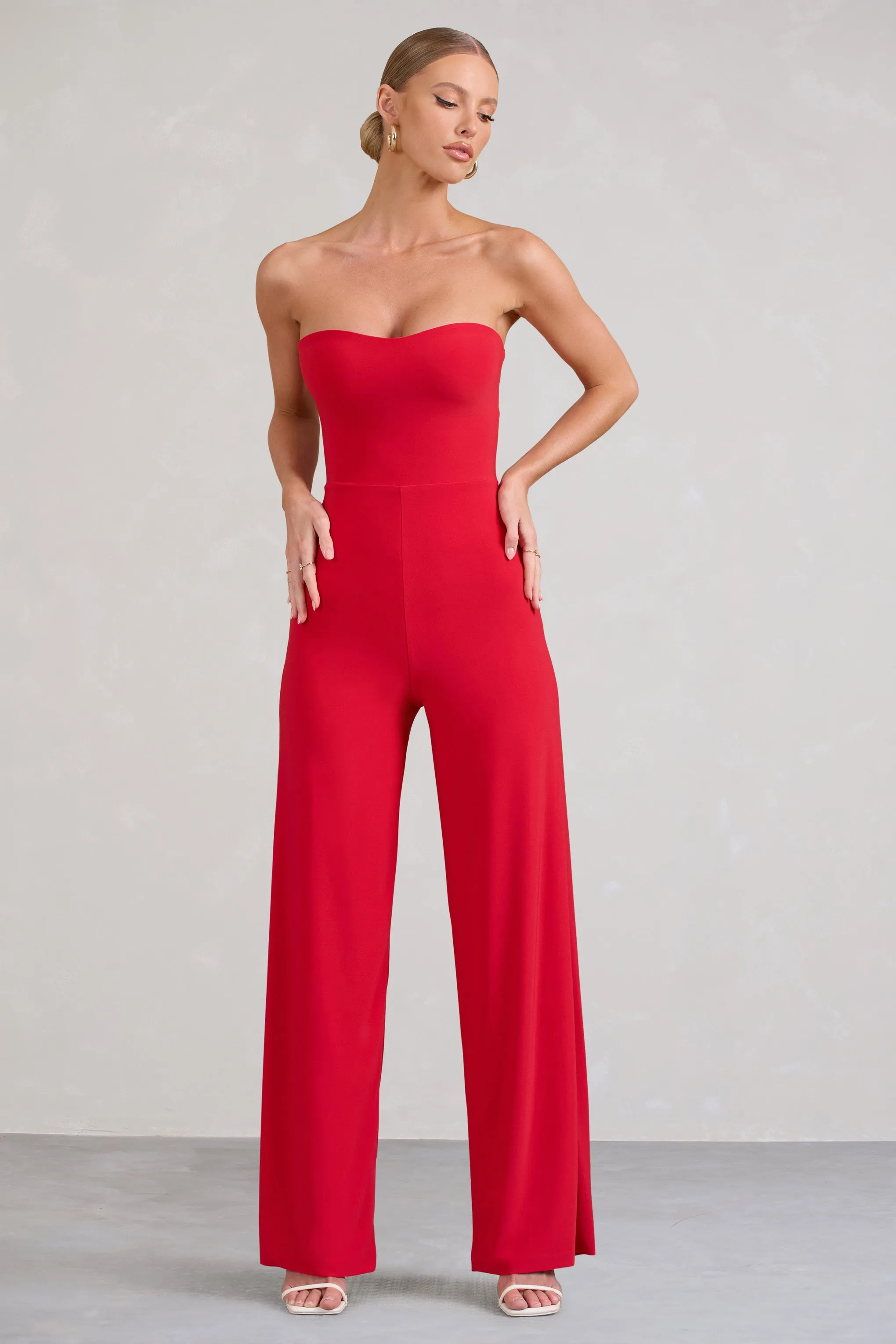 Janon | Red Sweetheart Bandeau Jumpsuit sold by Club L London product image thumbnail 3