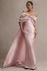 Wanting More | Pink Satin Cape Maxi Dress With Oversized Bow sold by Club L London