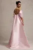 Wanting More | Pink Satin Cape Maxi Dress With Oversized Bow sold by Club L London