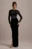 Loving Look | Black Lace Long-Sleeve Twisted Split Maxi Dress sold by Club L London