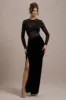 Loving Look | Black Lace Long-Sleeve Twisted Split Maxi Dress sold by Club L London