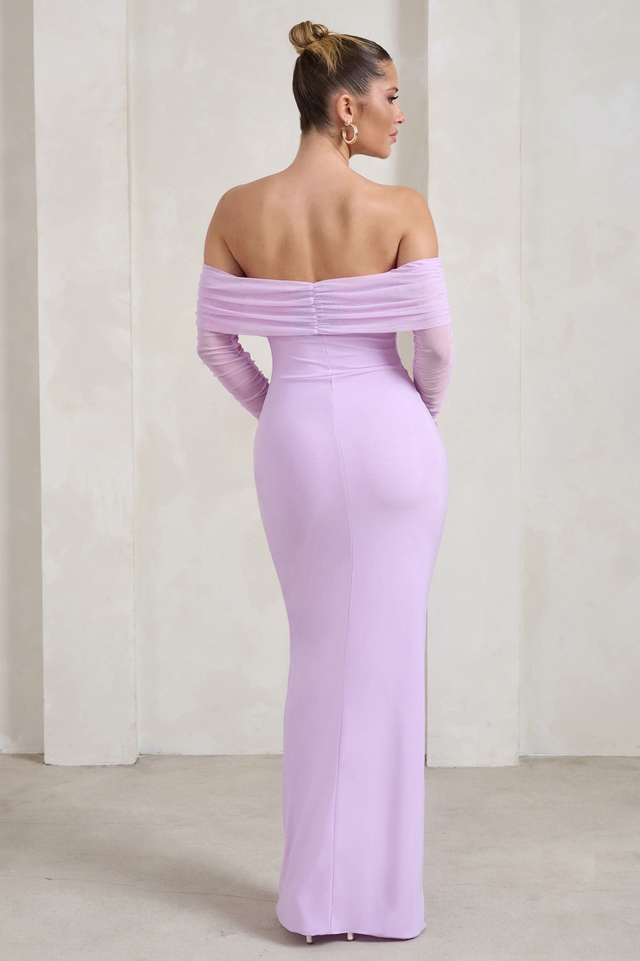 On Your Mind | Lilac Mesh Long Sleeve Maxi Dress sold by Club L London product image thumbnail 2