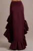 Ruby | Merlot Satin High-Low Maxi Skirt sold by Club L London