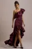 Ruby | Merlot Satin High-Low Maxi Skirt sold by Club L London