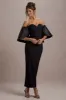 Dalani | Black Corset Maxi Dress With Satin Puff Sleeves sold by Club L London