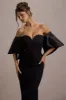 Dalani | Black Corset Maxi Dress With Satin Puff Sleeves sold by Club L London