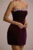 Naia | Port Velvet Embellished Bandeau Mini Dress sold by Club L London