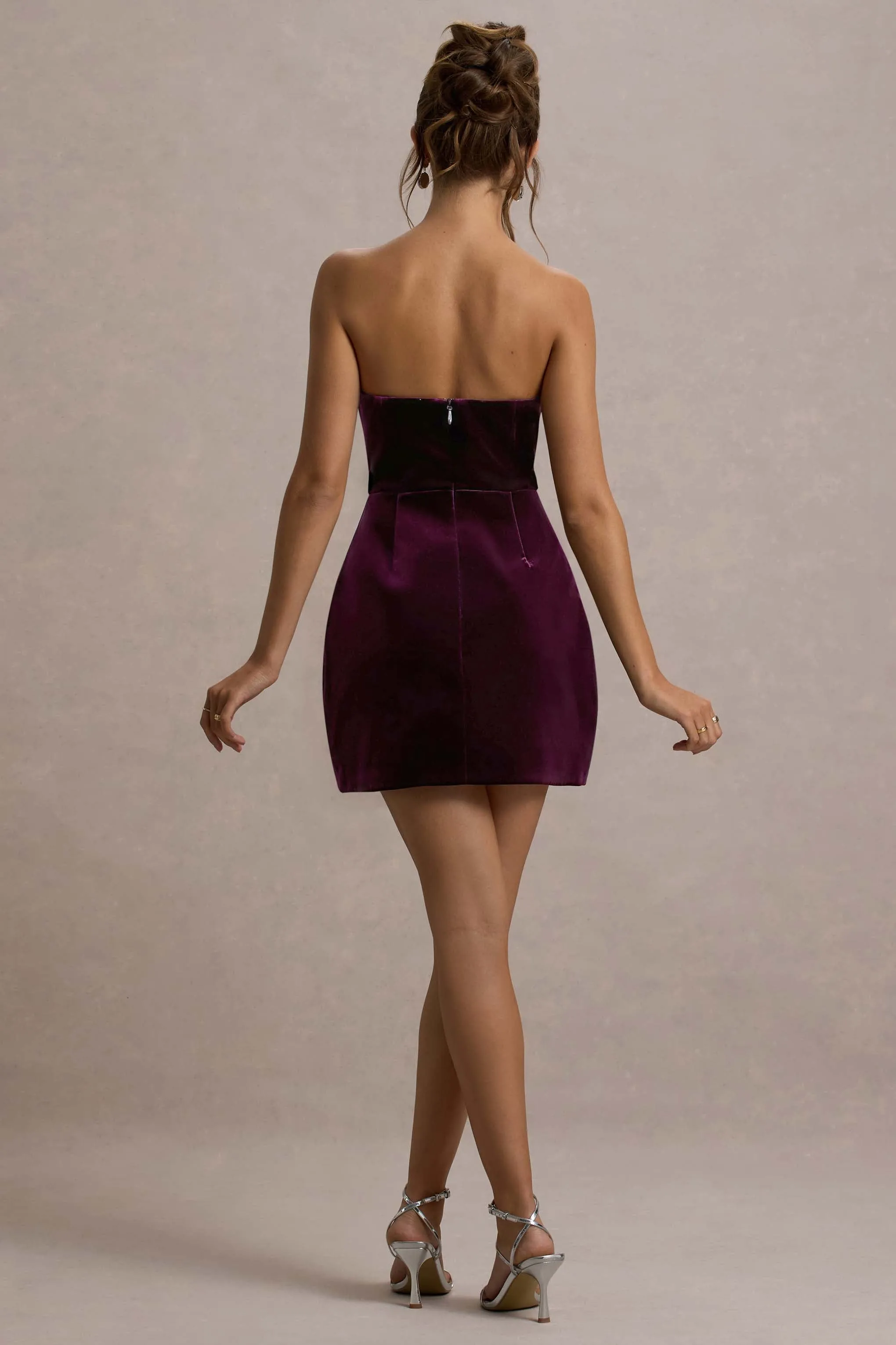 Naia | Port Velvet Embellished Bandeau Mini Dress sold by Club L London product image thumbnail 2