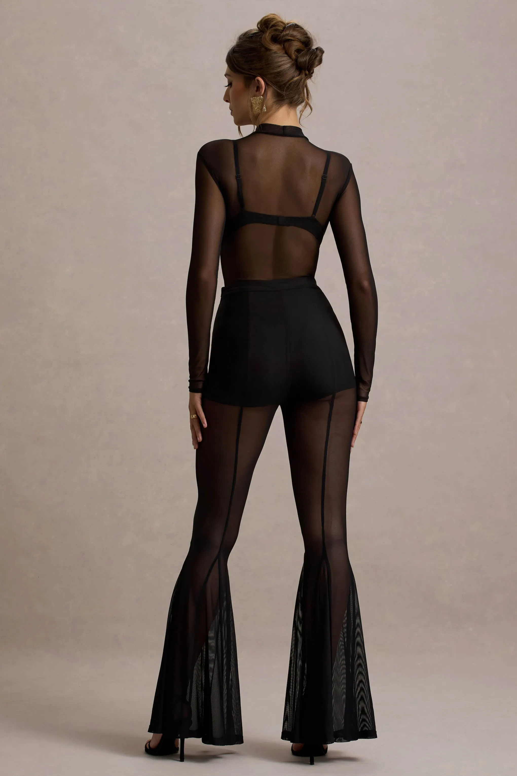 Harlowe | Black Mesh Long-Sleeve Bodysuit sold by Club L London product image thumbnail 2