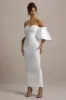 Dalani | White Corset Maxi Dress With Satin Puff Sleeves sold by Club L London