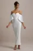 Dalani | White Corset Maxi Dress With Satin Puff Sleeves sold by Club L London