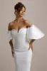 Dalani | White Corset Maxi Dress With Satin Puff Sleeves sold by Club L London