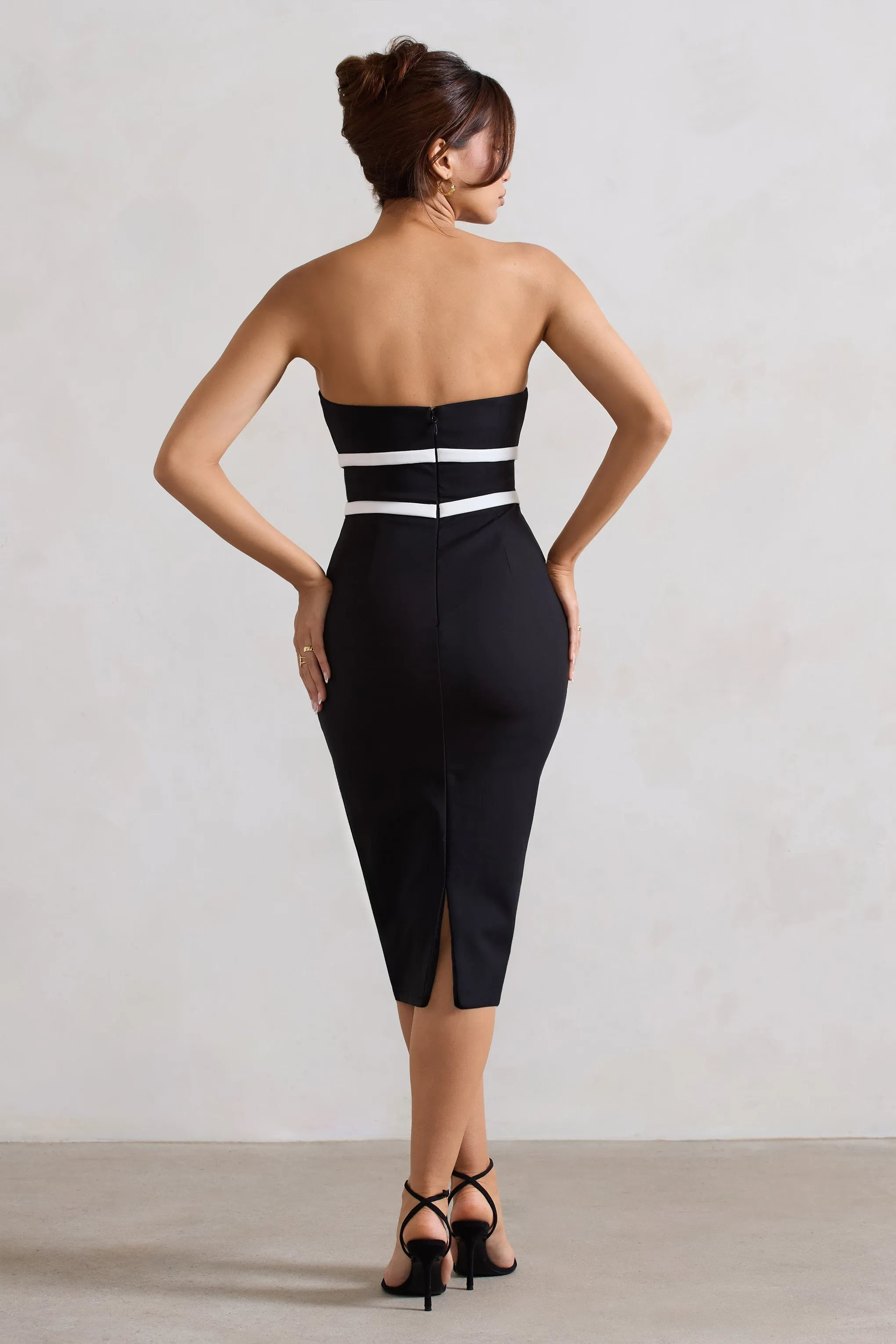 Love Lock | Black Strapless Midi Dress With Bows sold by Club L London product image thumbnail 2