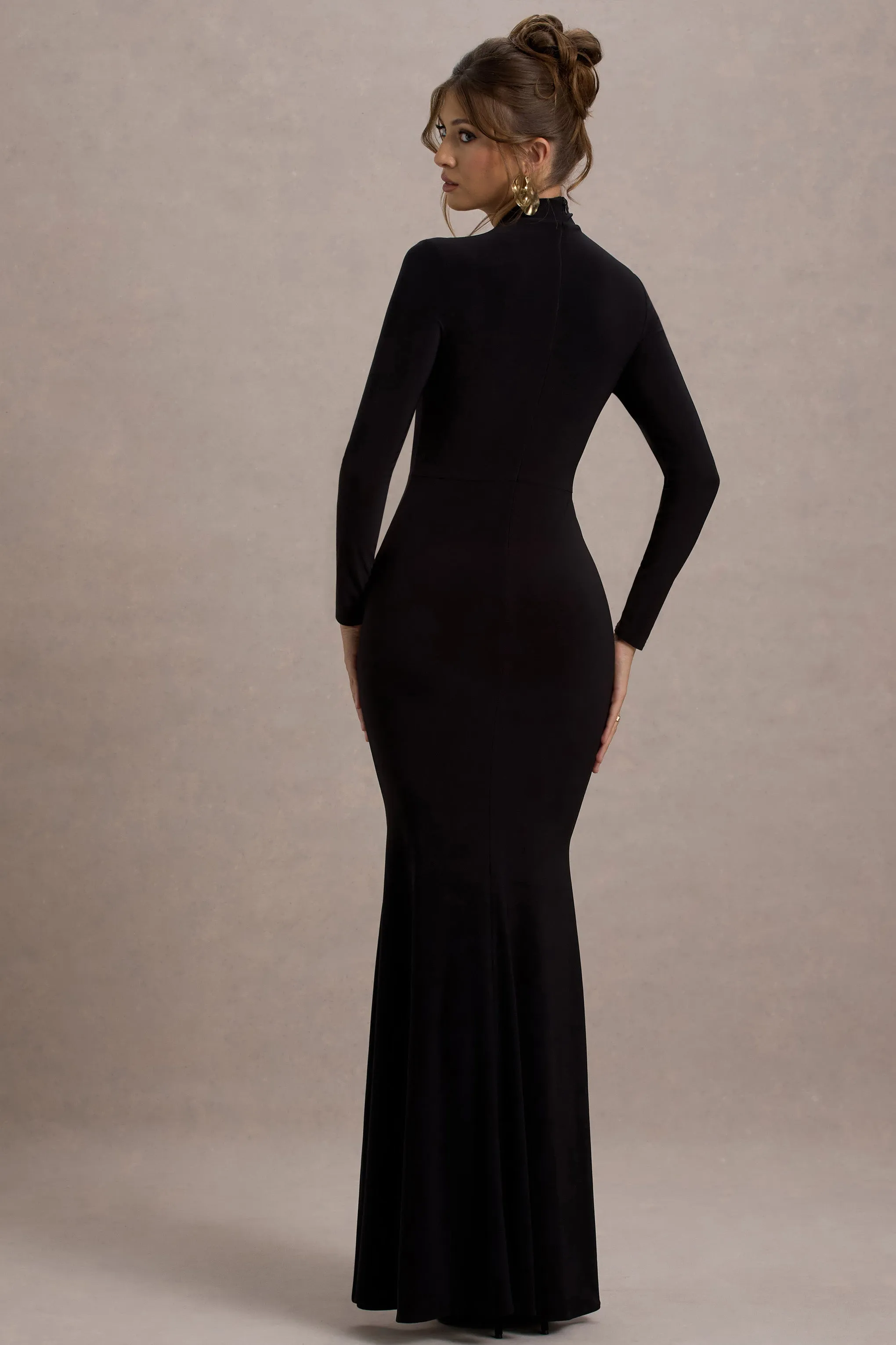 Tova | Black High-Neck Long-Sleeve Maxi Dress sold by Club L London product image thumbnail 2