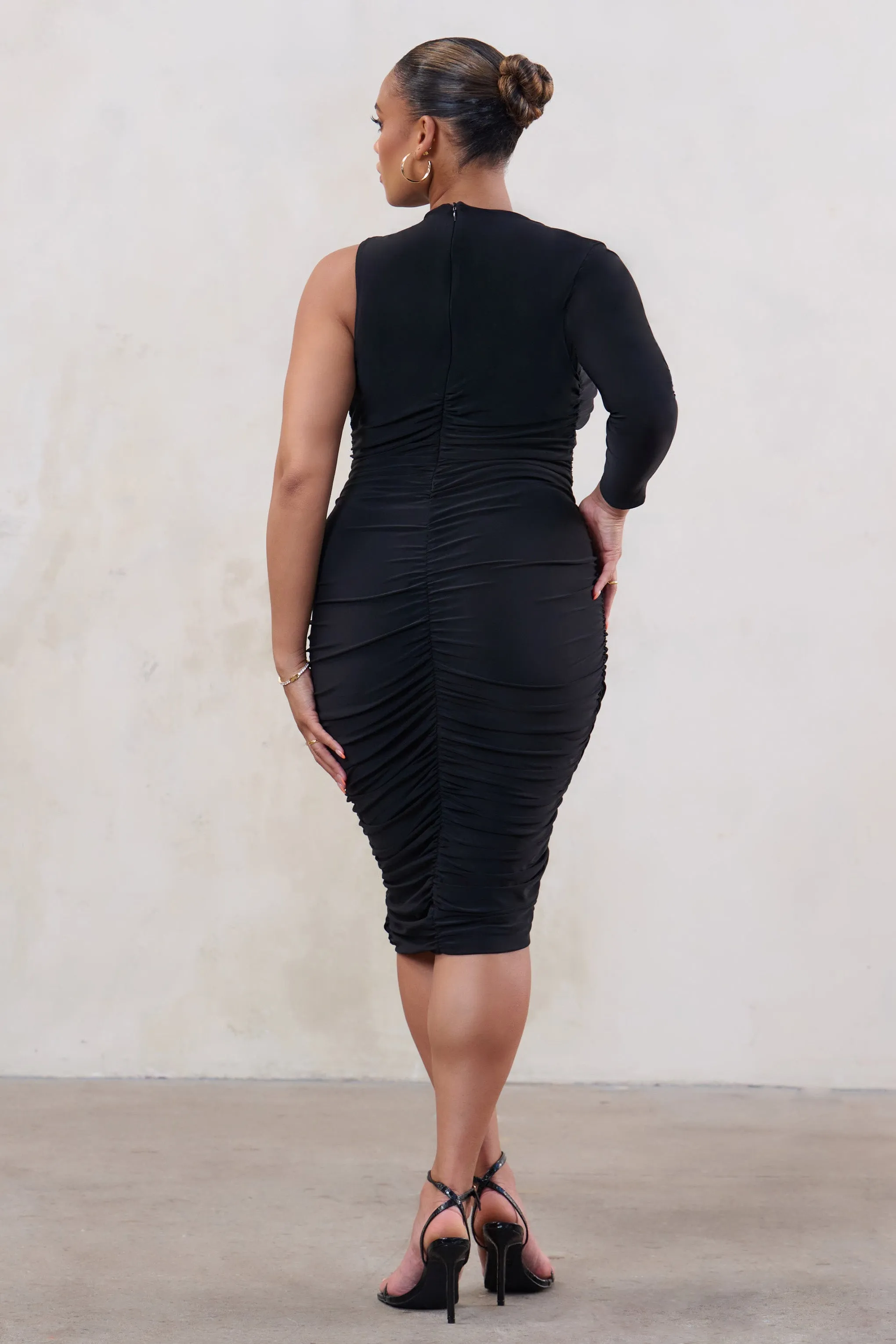 Refine | Black One Shoulder Midi Bodycon Dress sold by Club L London product image thumbnail 5