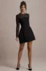 Birdie | Black Lace Long-Sleeve Mini Dress sold by Club L London