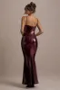 Crystalline | Berry Sequin Strappy Maxi Dress sold by Club L London