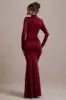 Noya | Berry Long-Sleeve Ruched Maxi Dress sold by Club L London