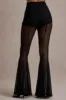 Romelle | Black Mesh Flared-Leg Trousers sold by Club L London