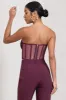 Arianna | Burgundy Bandeau Corset Crop Top sold by Club L London