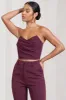 Arianna | Burgundy Bandeau Corset Crop Top sold by Club L London