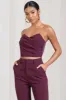 Arianna | Burgundy Bandeau Corset Crop Top sold by Club L London