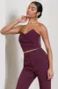 Arianna | Burgundy Bandeau Corset Crop Top sold by Club L London