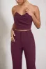 Arianna | Burgundy Bandeau Corset Crop Top sold by Club L London