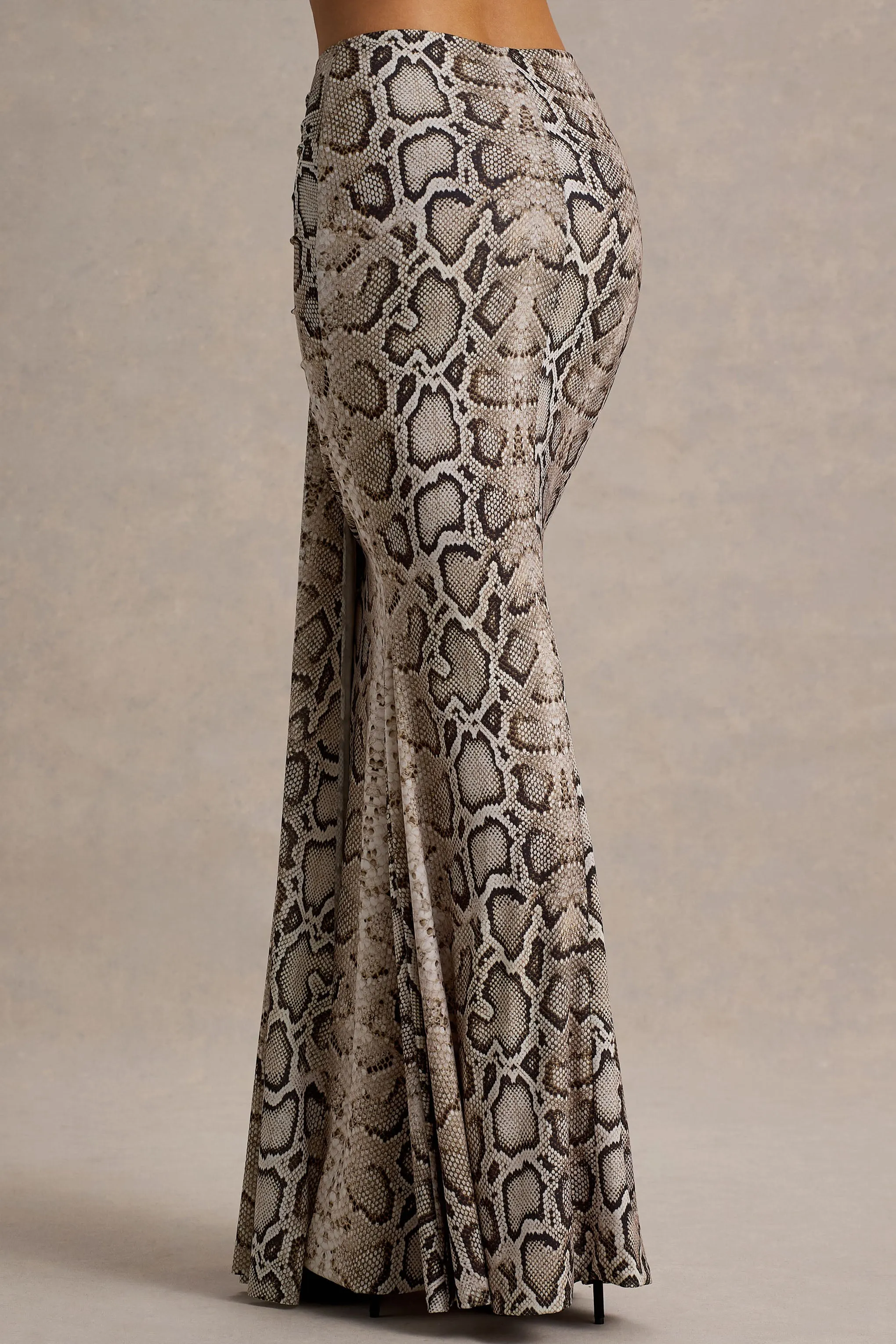 Vitality | Snake Print Ruched Drape Maxi Skirt sold by Club L London product image thumbnail 4