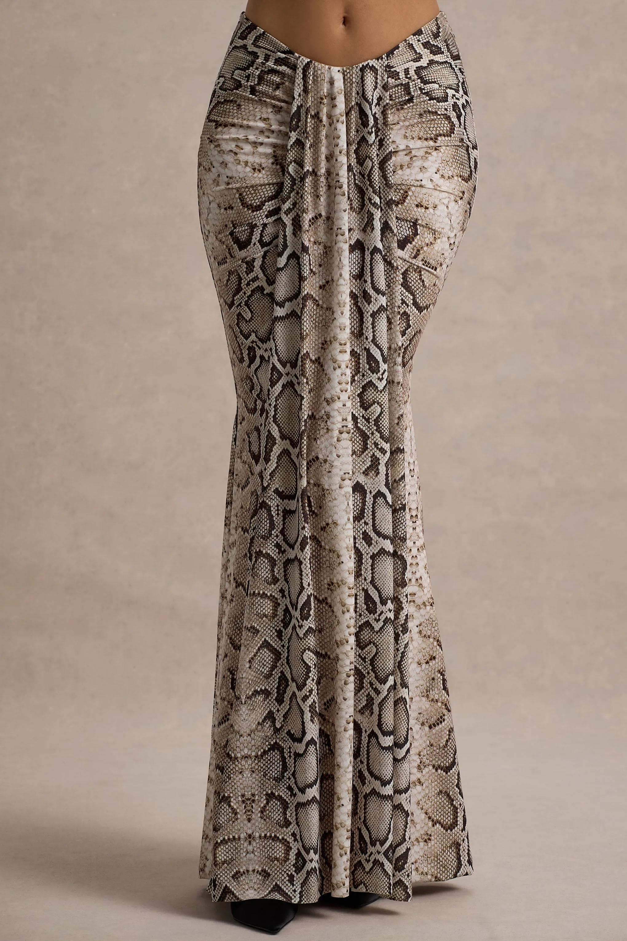Vitality | Snake Print Ruched Drape Maxi Skirt sold by Club L London product image thumbnail 3