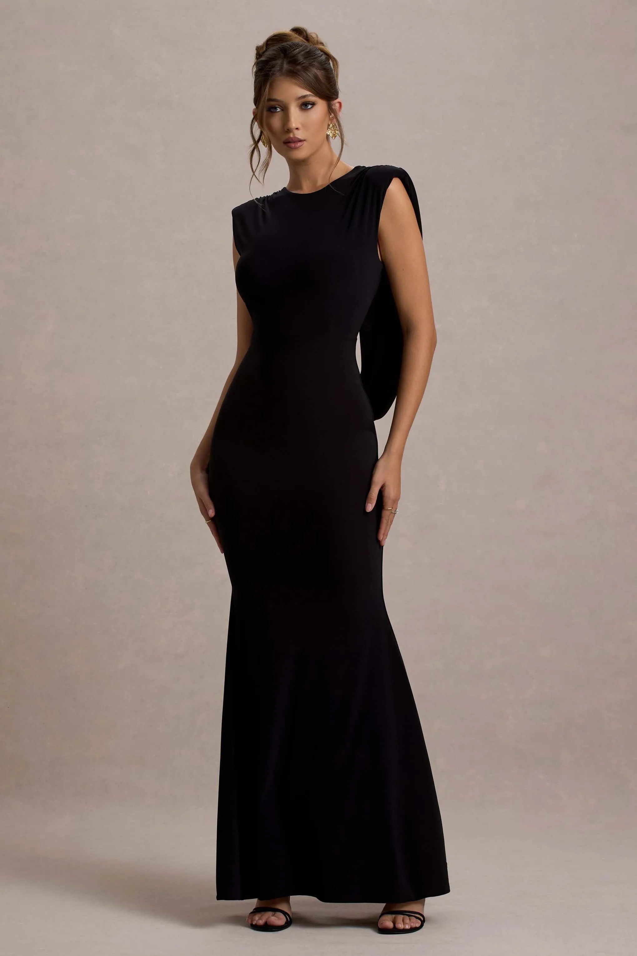 To The Moon | Black Cowl-Back Maxi Dress sold by Club L London product image thumbnail 5