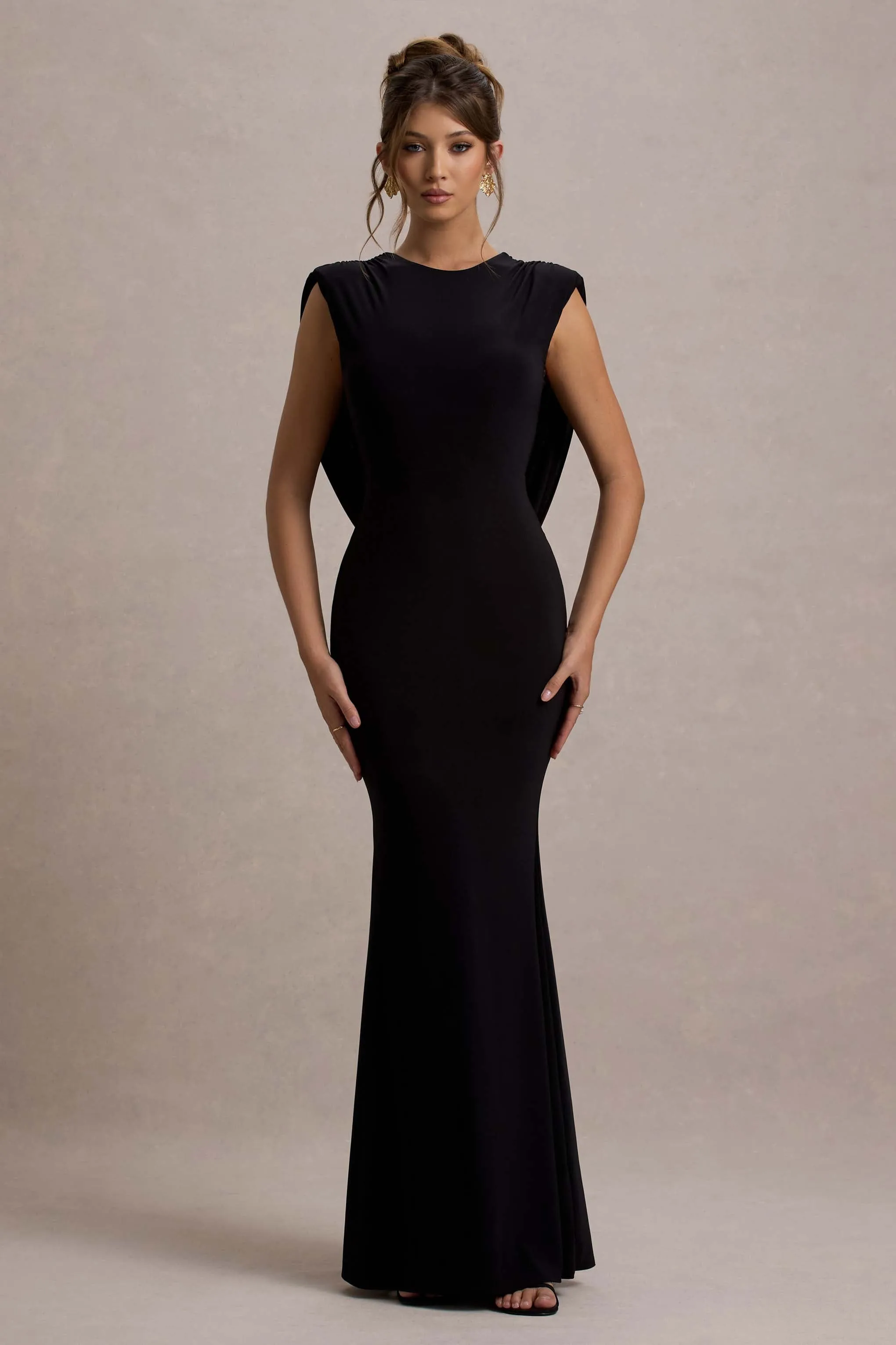 To The Moon | Black Cowl-Back Maxi Dress sold by Club L London product image thumbnail 4