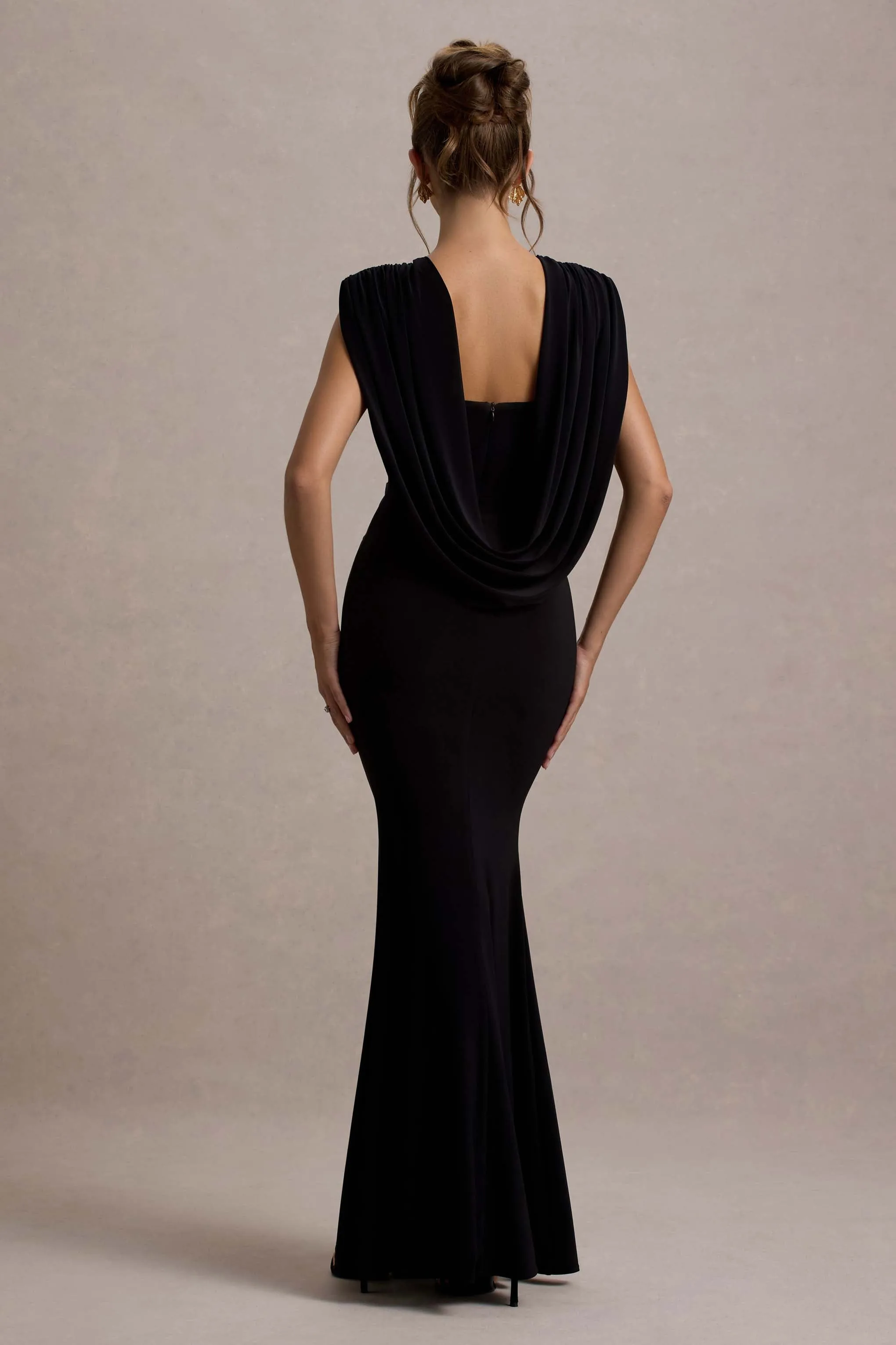 To The Moon | Black Cowl-Back Maxi Dress sold by Club L London product image thumbnail 2