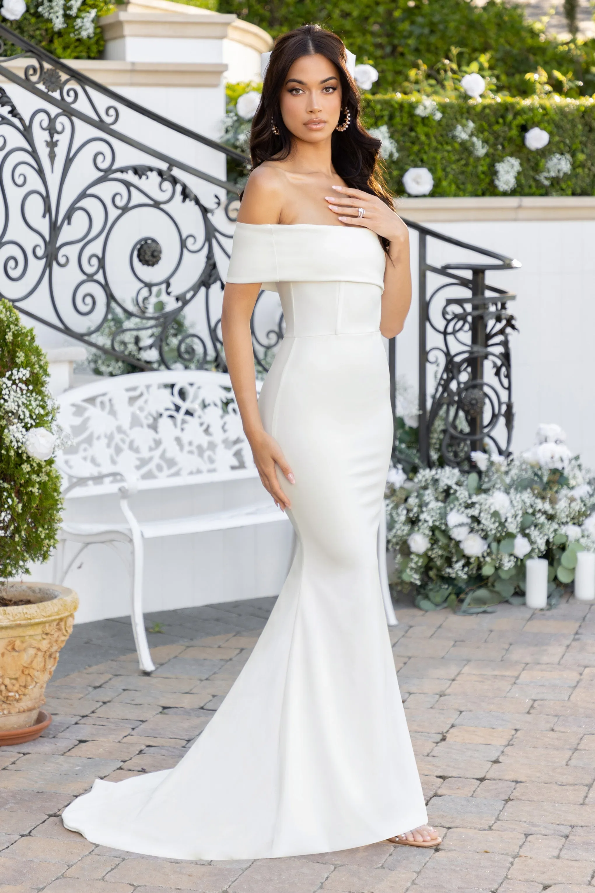 My Future | Ivory Bardot Fishtail Maxi Dress sold by Club L London product image thumbnail 4