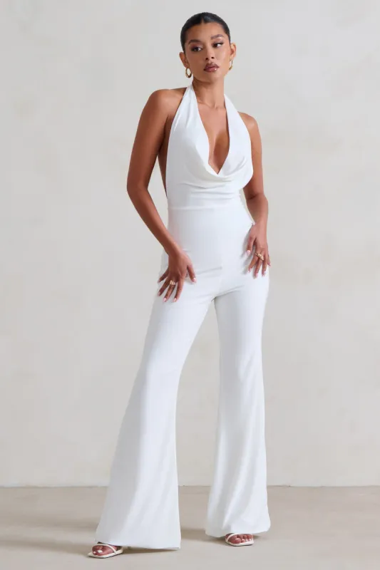 Rhyla | White Cowl Neck Jumpsuit sold by Club L London