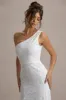 Gigou | White Lace Asymmetric Maxi Dress sold by Club L London