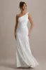 Gigou | White Lace Asymmetric Maxi Dress sold by Club L London
