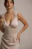Beck | Champagne Satin Plunge-Neck Cross-Back Midi Dress sold by Club L London