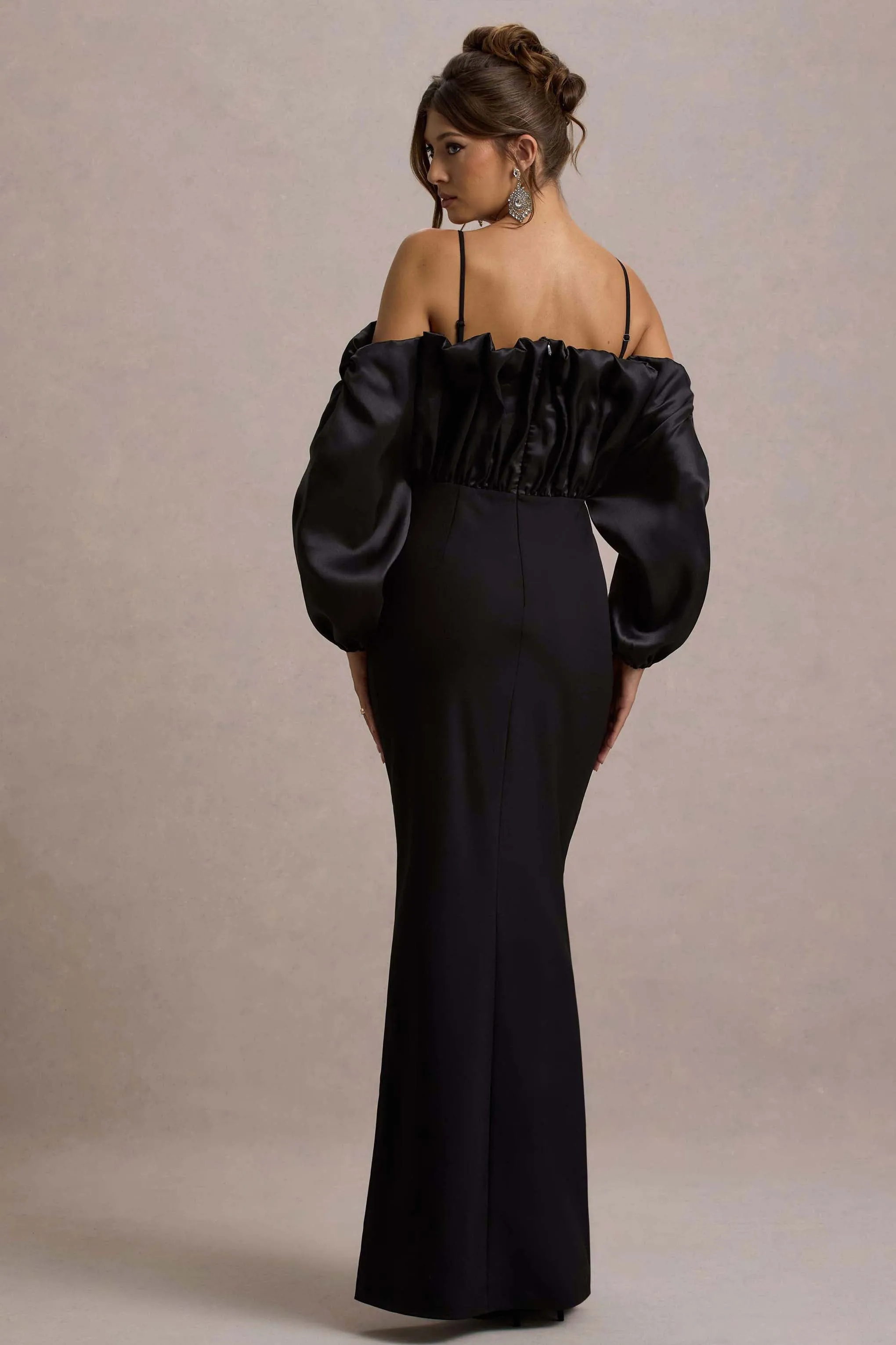 Cyrene | Black Ruffled Maxi Dress sold by Club L London product image thumbnail 2