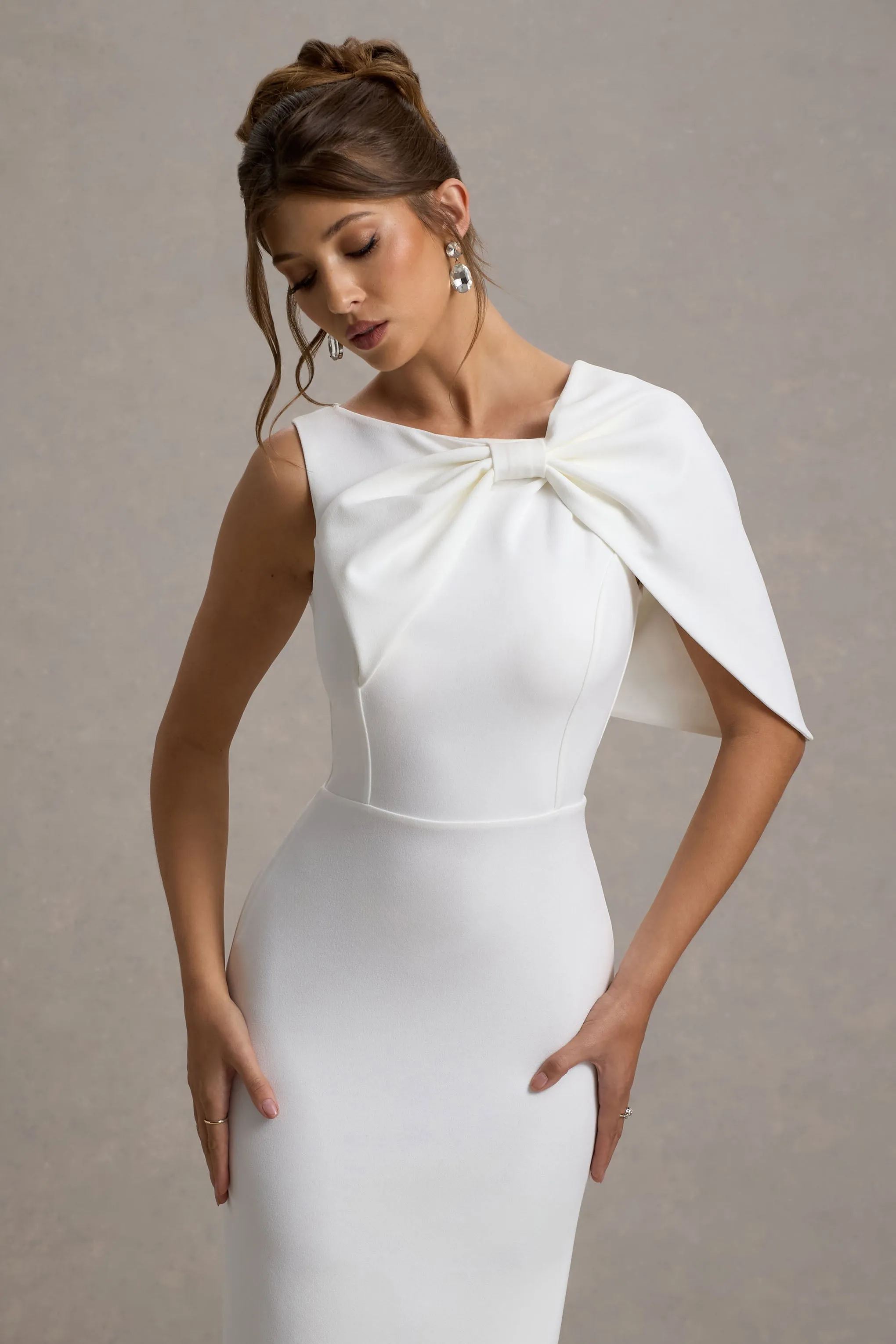 Jamela | White One-Sleeve Maxi Dress sold by Club L London product image thumbnail 3
